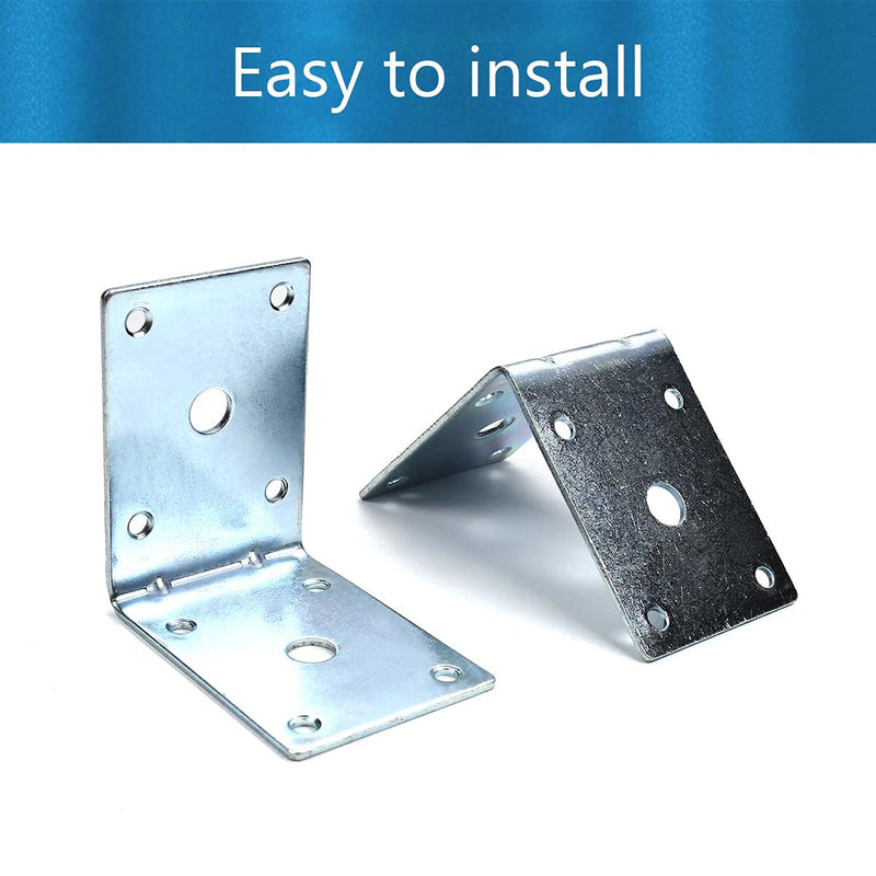 MroMax 6PCS Right Angle Bracket Corner Bracket 2.76" x 1.93" (L x W) Galvanized Angle Bracket Fastener Right Angle Bracket Suitable for Furniture Wooden Cabinet