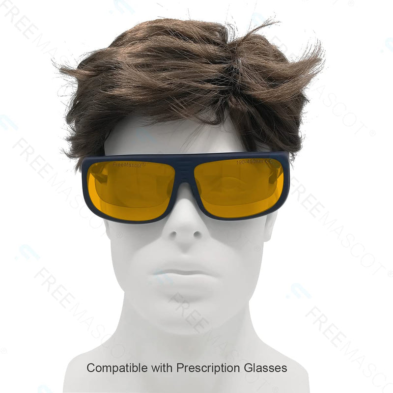 FreeMascot Professional OD 6+ 190nm-490nm Wavelength Violet / Blue Laser Safety Glasses for 405nm, 445nm, 450nm,473nm Laser (Frame Style 5)