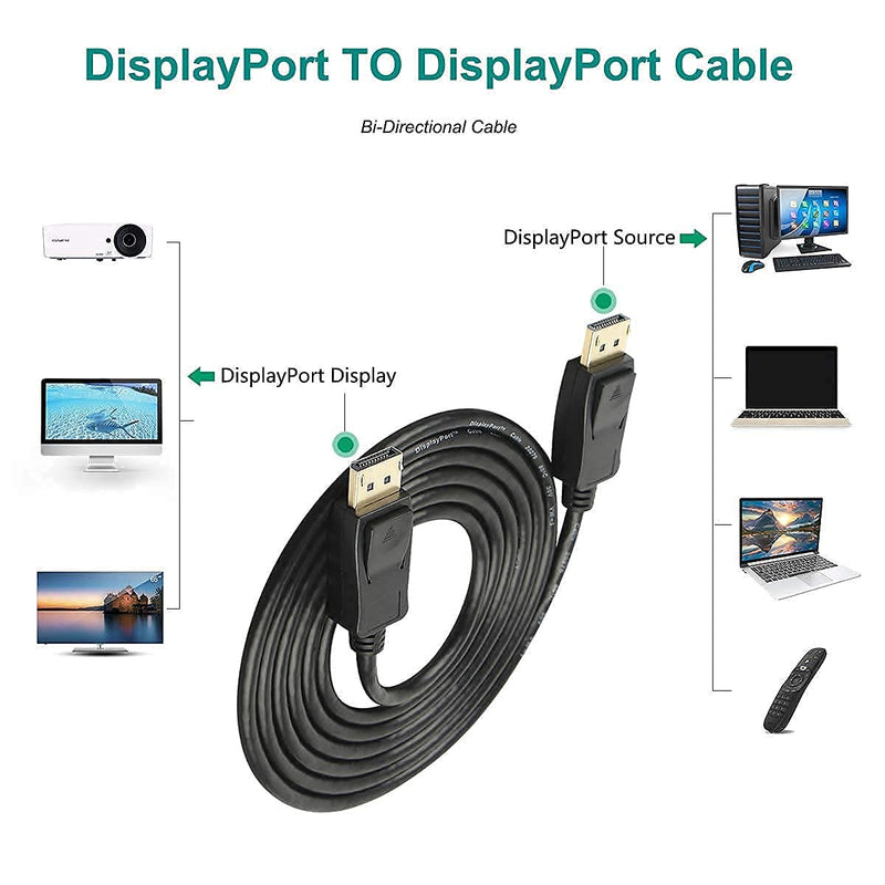DisplayPort to DisplayPort 6 Feet Cable, Benfei DP to DP Male to Male Cable Gold-Plated Cord, Supports 4K@60Hz, 2K@144Hz Compatible for Lenovo, Dell, HP, ASUS and More 1 PACK Black