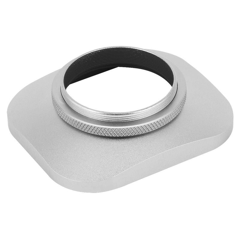 Haoge LH-W39T 39mm Square Metal Screw-in Lens Hood with Cap for Leica Elmarit-M 28mm f/2.8 E39 ASPH, Summicron-M 35mm f2 E39 ASPH, Fujifilm Fujinon 60mm f/2.4 R Macro, Fuji 27mm f/2.8 Lens Silver