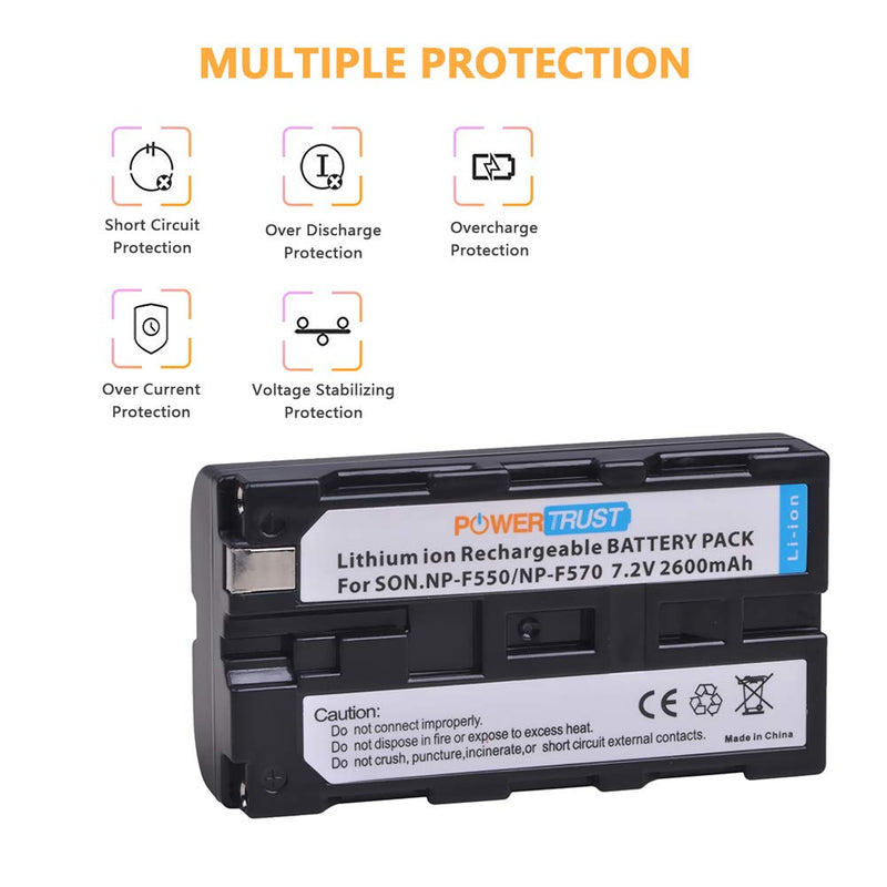 [AUSTRALIA] - PowerTrust 2-Pack NP-F550 NP-F570 Battery for Sony NPF550 NP-F330 NP-F530 NPF570 NP-F730 NP-F750 NP-F960 NP-F970 CCD-RV100 CCD-RV200 CCD-SC5 CCD-SC6 CCD-SC55 CCD-SC65 CCD-TRV66 CCD-TRV67 Batteries 