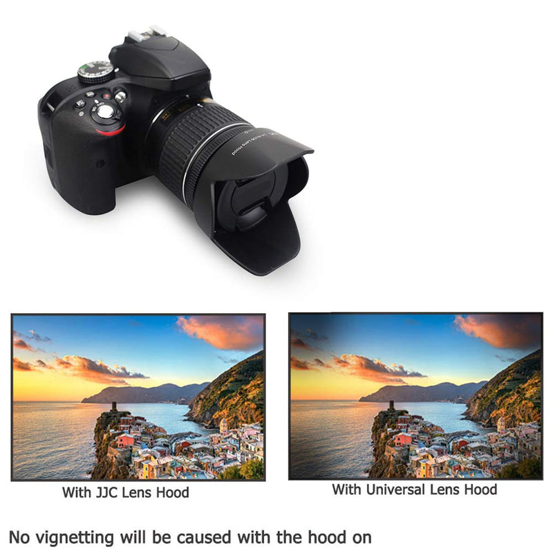 Camera Lens Hood JJC Lens Shade for Nikon AF-P DX NIKKOR 18-55mm f/3.5-5.6G VR Lens & Nikon 1 NIKKOR VR 10-100mm f/4-5.6 Lens Replaces Nikon HB-N106 Lens Hood no Vignetting Reverse Attaching -Black