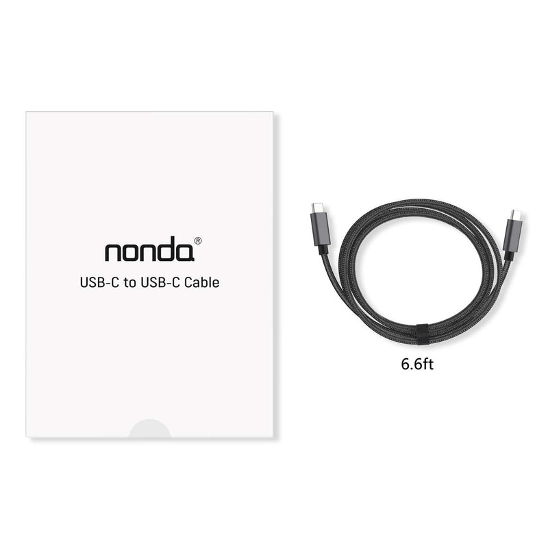 nonda USB-C to USB-C 100W Cable, USB C Braided Nylon Cord Fast Charging Cable Compatible with MacBook Pro 2020/2019, iPad Pro 2020/2019, Samsung Galaxy S21, Dell XPS 13/15 and Type-C Laptops