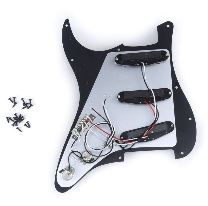 Musiclily Pro SSS 11 Hole Loaded Prewired Guitar Stratocaster Pickguard with Single Coil Pickups Set for Strat Style, 3Ply Black