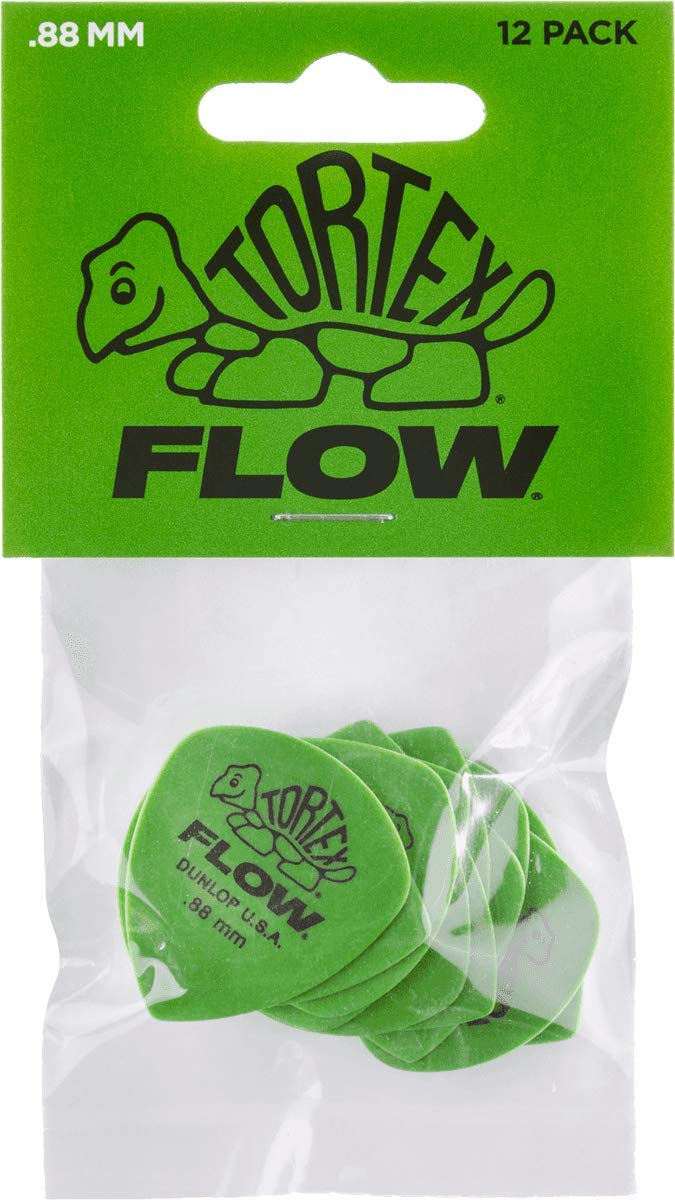 Jim Dunlop Tortex Flow Standard .88mm Guitar Picks (558P.88) 12 Pack Green