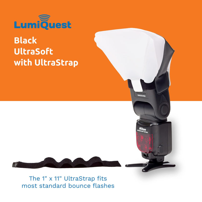 [AUSTRALIA] - LumiQuest Ultrasoft Frosted Photography Lighting Diffuser, Compact Modifier with UltraStrap, Camera Lighting, Universal Portable Studio Lights for External Camera Flashes, Photo Light, Black 