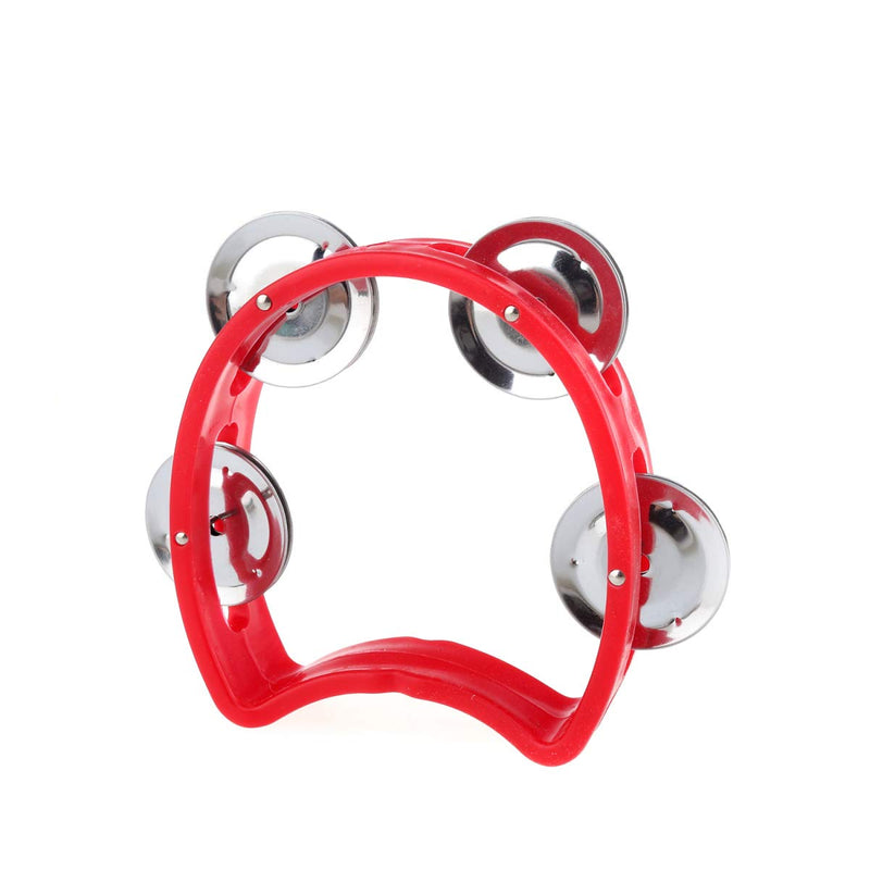 Musiclily Plastic Handheld Half Moon Tambourines Percussion Jingles Musical Instrument, Red/Yellow(Pack of 10) 10Pcs