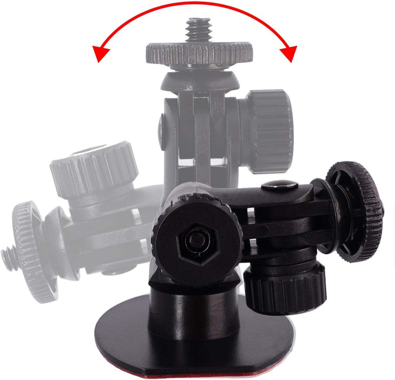 iSaddle CH114 1/4"-20 Thread Car Camera Mount Holder with 3M Double-Sided Adhesive Base - Universal Car Dash Cam Tripod Permanent Windshield/Dashboard Holder Fits Sony/Ricoh/HP/GoPro/Oculus Mini 3M-Base