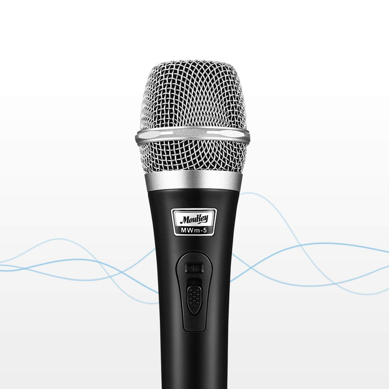 Moukey Dynamic Microphone, Karaoke Microphone with 13 ft Cable, Metal Handheld Cardioid Wired Mic, Microphone for Singing/Stage/Christmas Party, Compatible w/Karaoke Machine/PA System/Amp/Mixer,Black Black