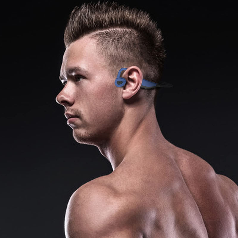Wireless Headphones Bluetooth, SUDROID Bone Conduction Earphones Waterproof Headset Underwater Open Ear Hi-Fi Stereo Sound for Cycling Running Gym, Blue