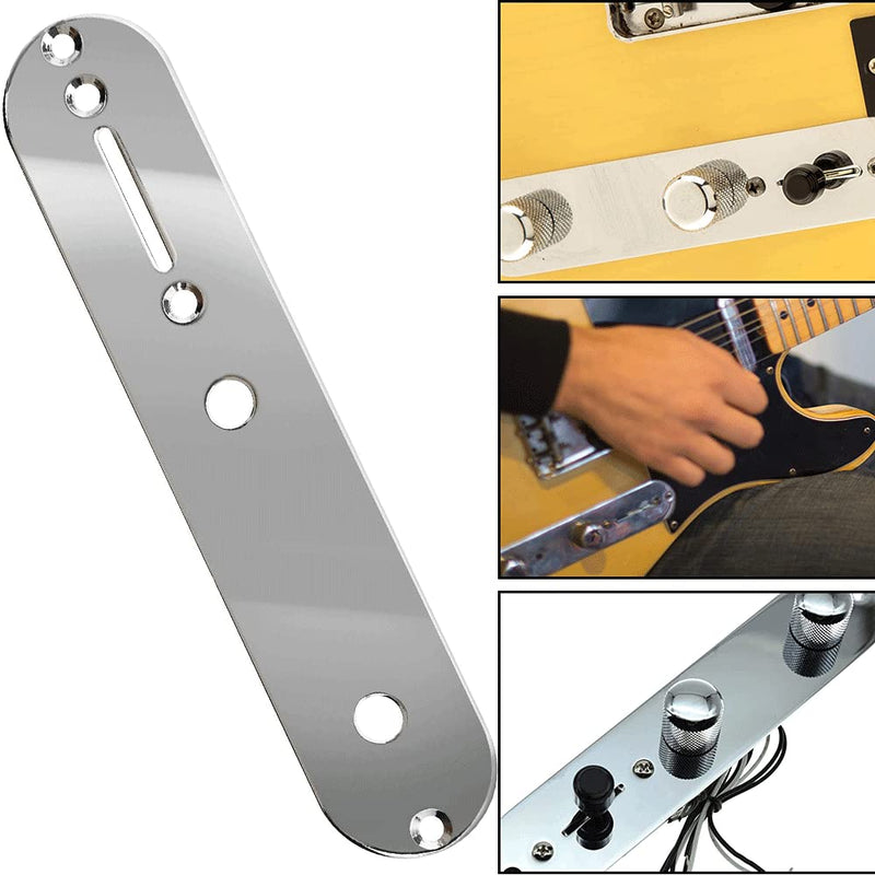 1 Pieces Electric Guitar Silver Control PlateTelecaster Control Plate Guitar Control Plate for Tele Style Guitar Chrome