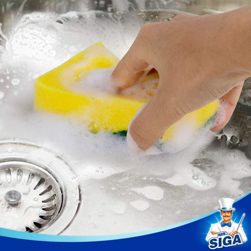 MR.SIGA Heavy Duty Scrub Sponge, Pack of 12, Size:11 x 7 x 3 cm, 4.3" x 2.8" x 1.2" 12 Pack