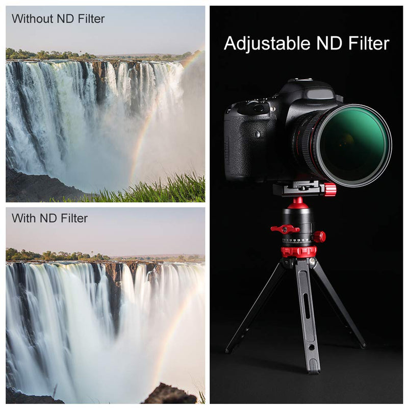 K&F Concept 40.5mm Variable ND Filter ND8-ND128 (3-7 Stop) HD Hydrophobic VND Filter for Camera Lens No X Cross