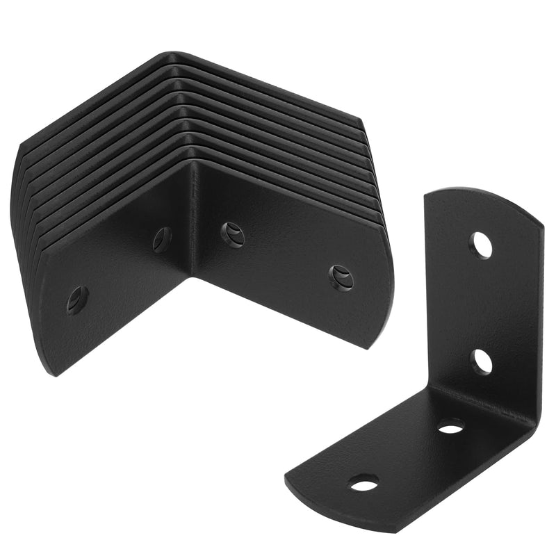 10 Pack 2 x 2 Inches Black Steel Corner Braces 90 Degree Joint,2mm Thickness Right Angle Bracket L Shaped Fasteners for Wood Furniture Chair Drawer Cabinet