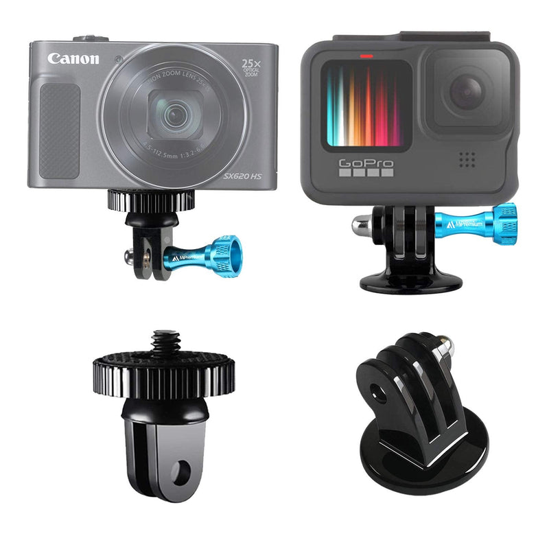 [AUSTRALIA] - MiPremium Tripod Monopod Adapter Mount Kit for GoPro Hero 10 9 8 6 7 5 4 3 Black Silver Session. 1/4 Mount & Aluminium Thumbscrews Action Cam Mounting Accessories for AKASO Campark YI & Other Cameras 