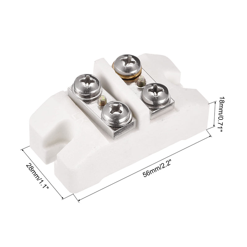 MECCANIXITY Porcelain Ceramic Terminal Block 2 Way High Temperature 56x28x18mm for Wire Connector