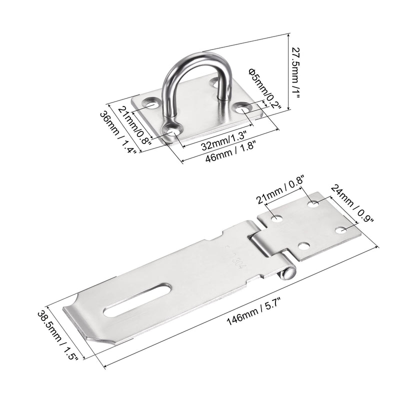 MECCANIXITY 4 Inch Stainless Steel Thick Door Latch Hasp Lock Padlock Clasp with Screws for Cabinet Closet Gate, Silver