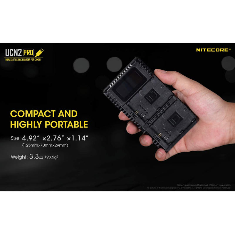 NITECORE UCN2 Pro Dual-Slot Fast Digital USB Charger Compatible with Canon LP-E6N Camera Batteries for Canon EOS 80D & EOS 7D Mark II