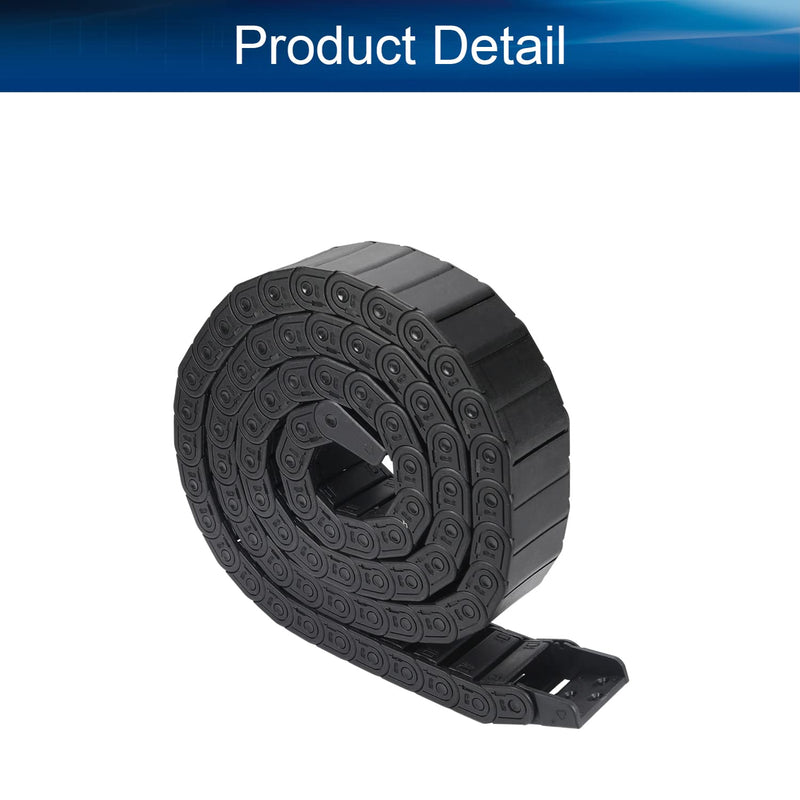 Heyiarbeit 15x40mm Plastic Cable Wire Carrier Drag Chain 1.5M R28 with End Connectors Open Type for Electrical Machines CNC Black 1Pcs