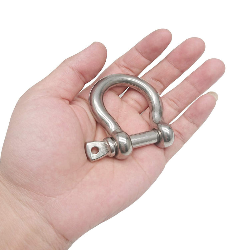 2 Pcs 3/8 Inch 304 Stainless Steel D Ring Shackles 10 mm Screw Pin Anchor Shackle for Traction Steel Wire, 10 mm