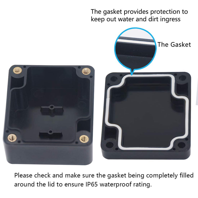 Zulkit Waterproof Plastic Project Box ABS IP65 Electrical Junction Box Enclosure Black 2.48 x 2.28 x 1.38 inch (63 x 58 x 35mm) (Pack of 2) 2.48" x 2.28'' x 1.38''(Pack of 2)