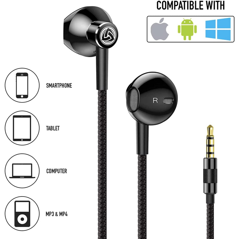 LUDOS SPECTA Wired Earbuds in-Ear Headphones, Universal Microphone for Clear Calls, Strong Bass, Sound-Dynamic, Noise Isolating, Earphones for iPhone, iPad, Samsung, Computer, Smartphones, Tablets