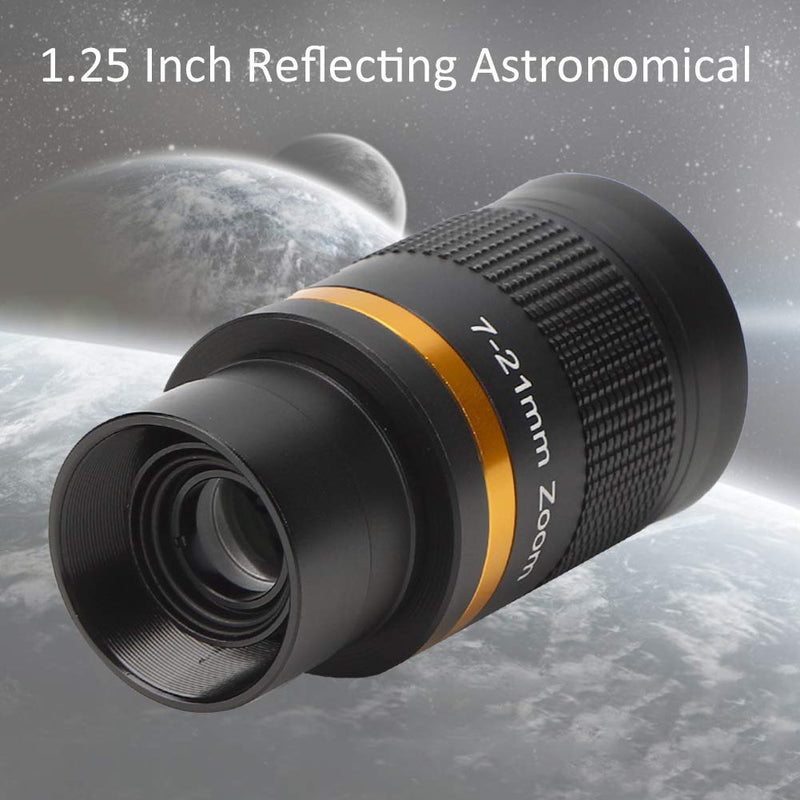 Telescope Eyepieces, 7‑21mm Continuous Zoom Eyepiece 1.25 inches 31.7 MM Barlow Lens Black for Astronomy Telescope