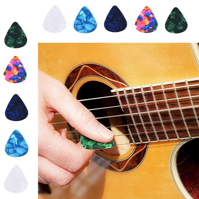 4 Pieces Medium Guitar Slides with Metal Box, 10 Pieces Guitar Picks and 8 Pieces Plastic Thumb & Finger Picks