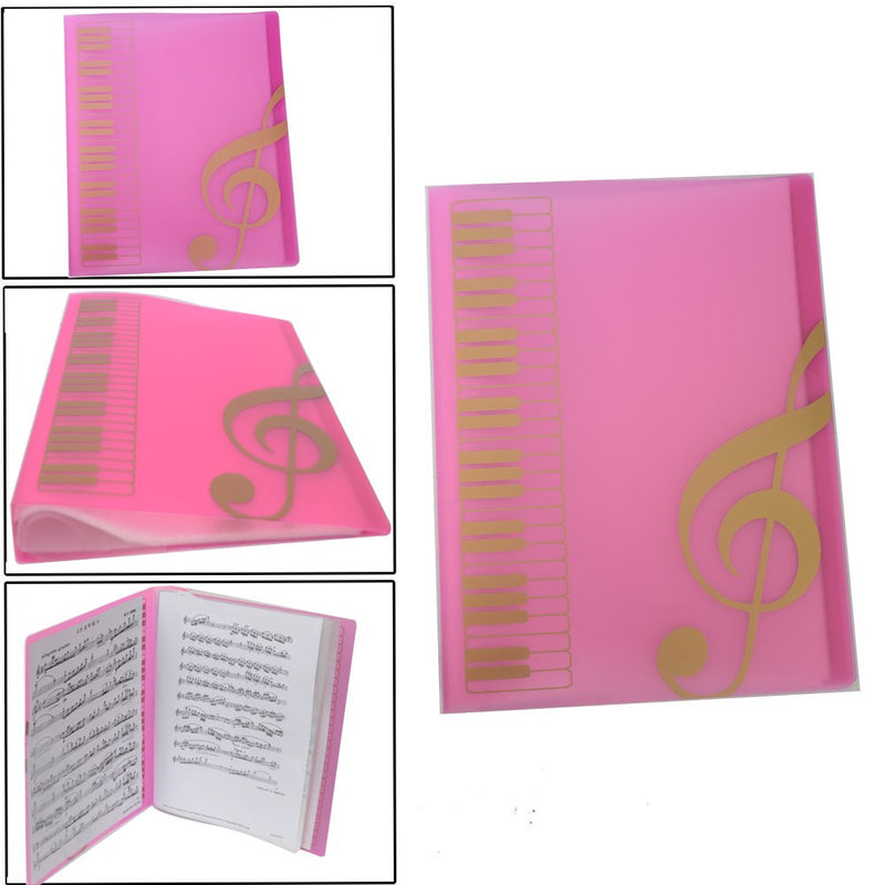 Music Themed Folder Music folder storage Holder,A4 Size Folder,40 Pockets,Treble Clef Folder (Pink)