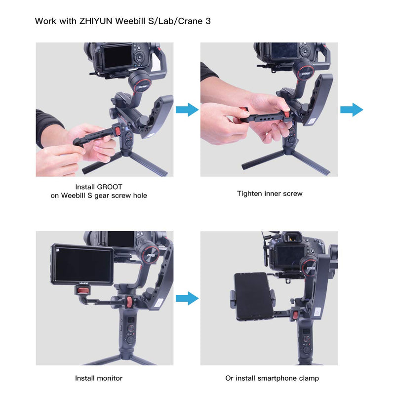 Weebill S/Ronin SC Camera Monitor Mount, Extension Plate Rotatable Magic Arm with 1/4 Thread Cold Shoe Mount Compatible with DJI Ronin S/SC/RS2/RSC2/Zhiyun Crane 3/2S/Weebill S/Lab