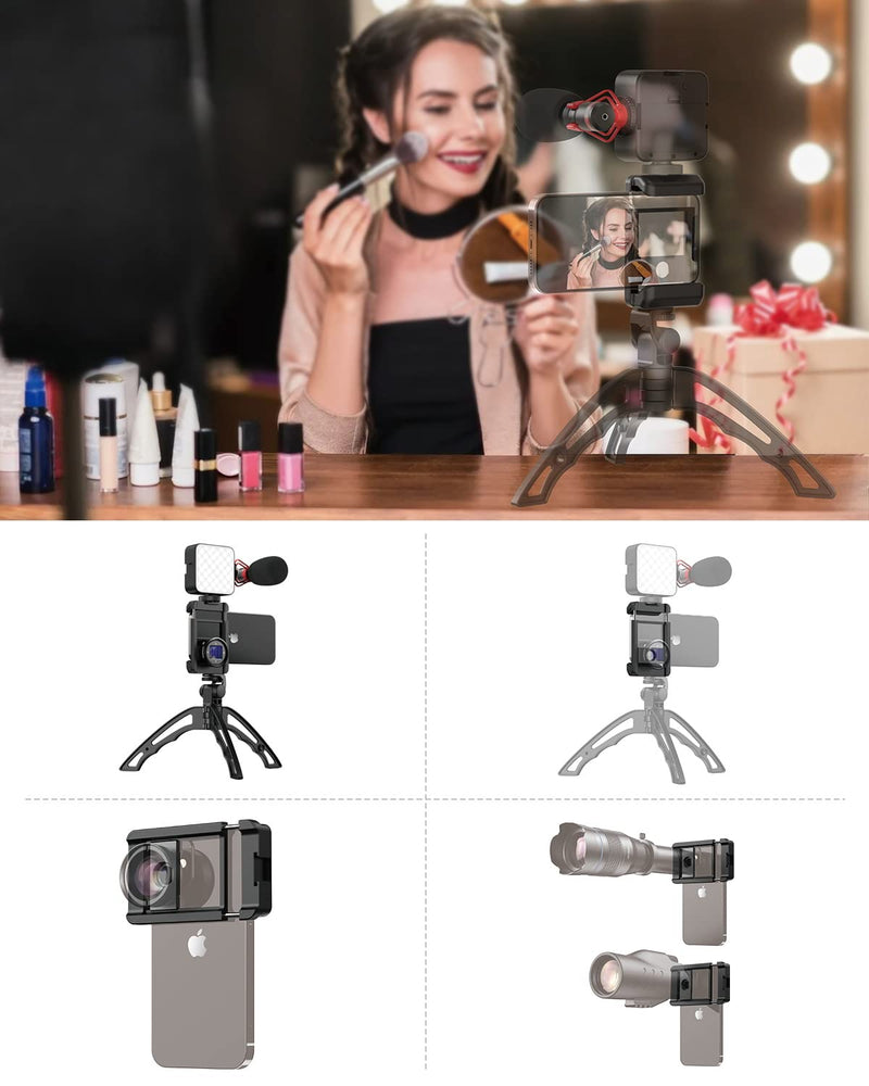 17 mm Thread Lens Adapter, Telephoto Lens Phone Mount Sturdy and Wear-Resistant, Lens Holder Suitable for All Lens&Telephoto Lens with 17mm Thread, Works with Almost All Smartphones