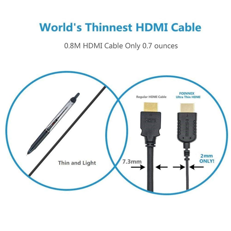 Ultra Thin HDMI Cable 2.6 FT, 4K Hyper Super Flexible Slim HDMI 2.0 Cord, World's Extreme Thinnest HDMI Cables High Speed Supports 3D,Ethernet,ARC,HDR for Gimbal,Nintendo Switch,PS4,Xbox,PC,TV,Monitor