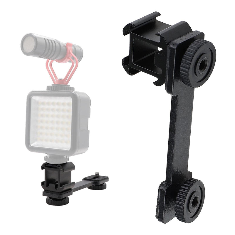 Cold Shoe Mount Adapter Triple Cold Shoe Extension Bar with 1/4inch Screws Black Aluminum Alloy Sport Cameras Monitors DSLRs Stabilizer
