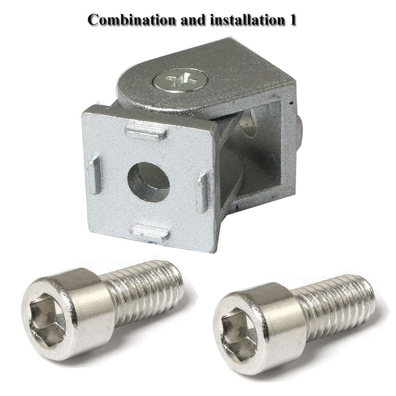 PZRT 2 Sets 2020 Series Aluminum Extrusion Profile Die-Cast Zinc Alloy Flexible Pivot Joint Connector for Aluminum Profile 20s