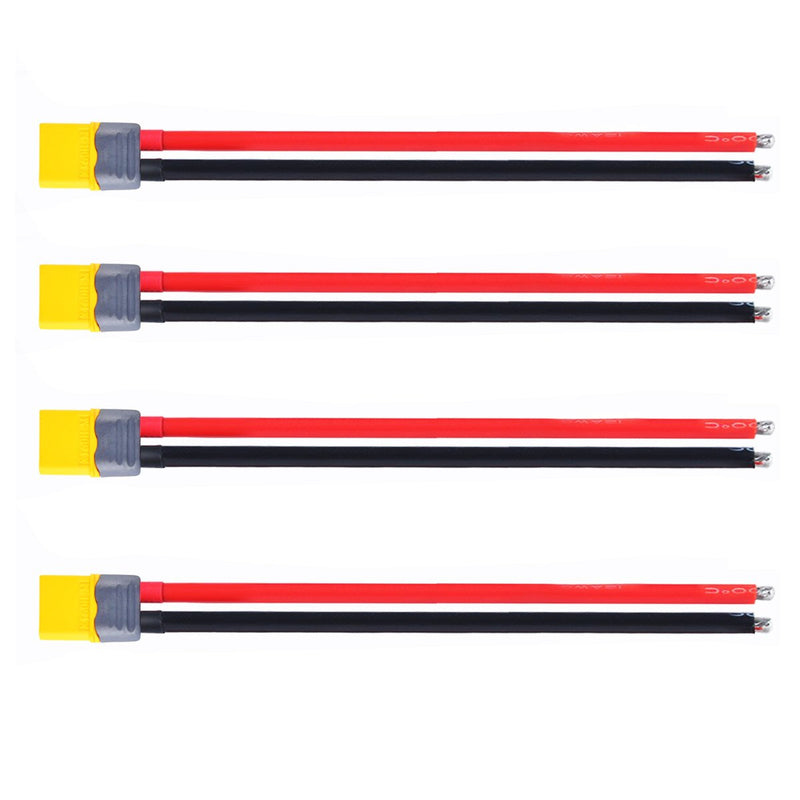 4pcs XT60 Plug Male Connector with Sheath Housing with 150mm 12AWG Silicon Wire for RC Lipo Battery FPV Racing Drone