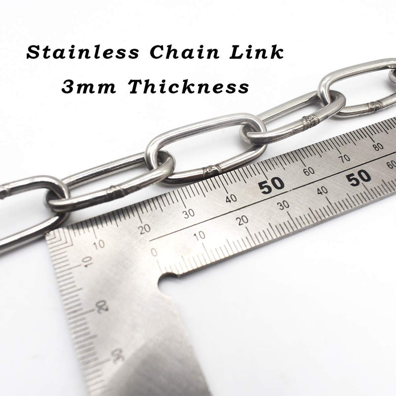 Bytiyar 2 pcs Stainless Steel Safety Chains 20in (L) x 0.12in (T) Long Link Chain Rings Light Duty Coil Chain for Hanging Pulling Towing Length*Thickness_50cm * 3mm_2 pcs