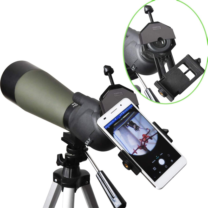 Gosky Universal Cell Phone Adapter Mount - Compatible Binocular Monocular Spotting Scope Telescope Microscope-Fits almost all Smartphone on the Market -Record The Nature The World Standard