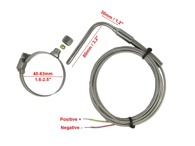 Exhaust Gas Temperature Sensors K Type Adjustable Insert Length with Clamp (1.5~2.5 inch)
