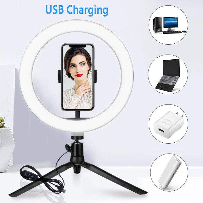 BUDDYGO 10" LED Selfie Ring Light with Adjustable Phone Holder, Bluetooth Remote, 3 Light Modes & 10 Brightness Level, Ideal for Makeup, Selfie, Live Streaming, YouTube Video, Tiktok, Photography