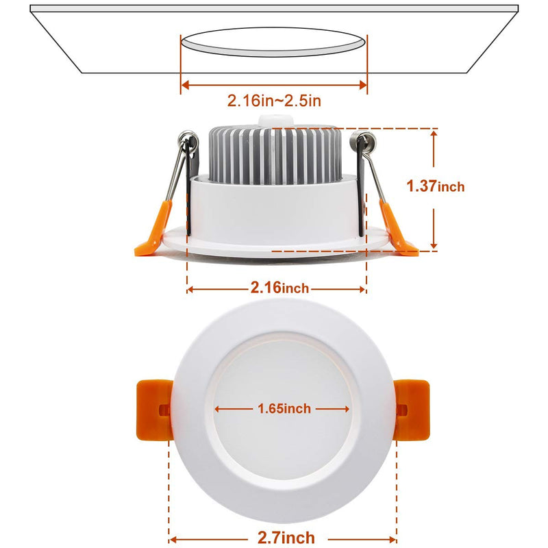 YGS-Tech 2 Inch LED Recessed Lighting Dimmable Downlight, 3W(35W Halogen Equivalent), 4000K Nature White, CRI80, LED Ceiling Light with LED Driver (4 Pack) 4000k (Nature White) 4 Pack