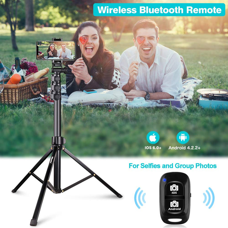 UBeesize 67'' Phone Tripod Stand & Selfie Stick Tripod, All in One Professional Cell Phone Tripod, Cellphone Tripod with Bluetooth Remote and Phone Holder, Compatible with All Phones/Cameras