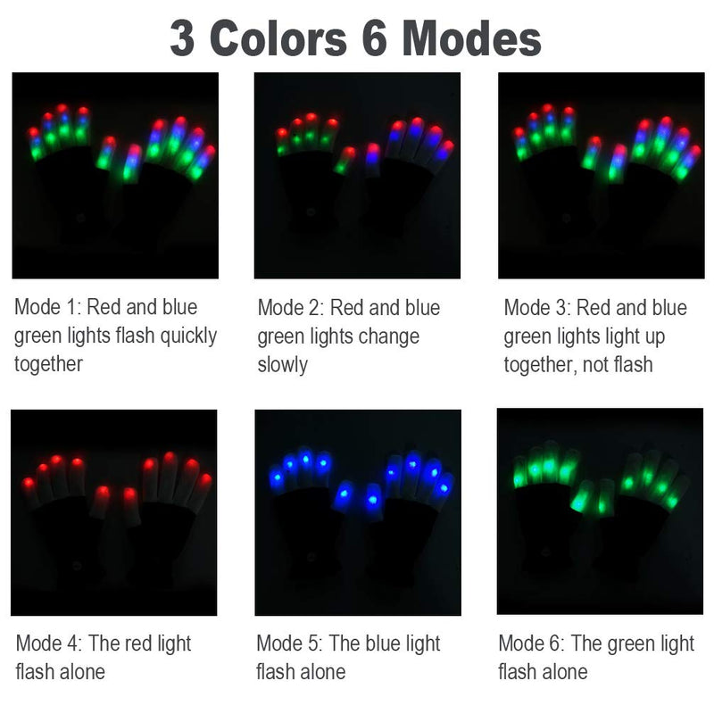 Luwint LED Gloves Colorful Flashing Finger Light Gloves Glow Rave Toy for Adult Youth Adult Youth (Above 10 Yrs Old)