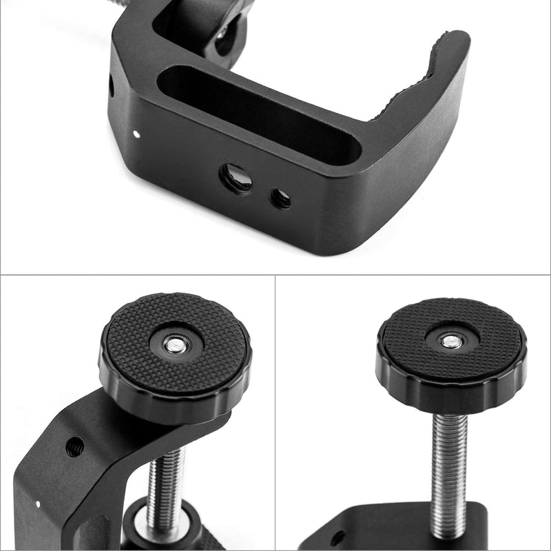 Eyluck Universal C-Clamp, Heavy Duty Sturdy 1/4 And 3/8 Thread Hole for Desktop Mount Holder, Photo Studio Photography, Quick Release U Clip Holder(Black,4-Pack)