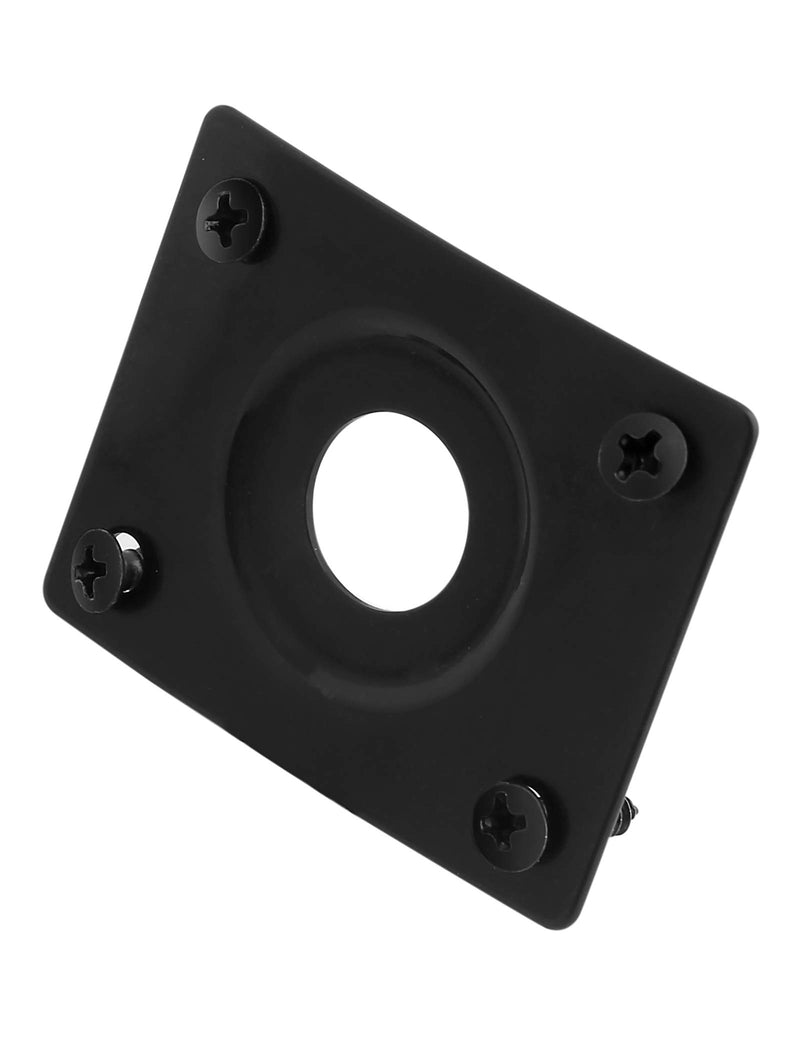 Holmer Guitar Jack Socket Plate Curved Recessed Rectangle Style Output Jack Plate Compatible with Les Paul LP Tele Style Electric Guitar or Bass Guitar Parts with Screws Black.