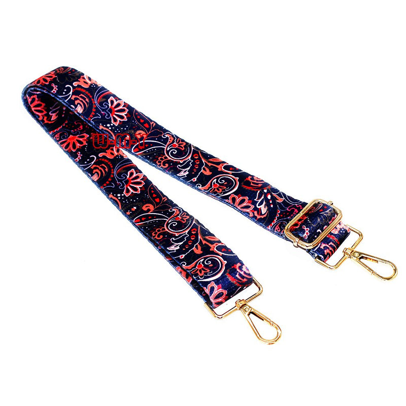 M-W 1.5" Wide 28"-50" Adjustable Length Handbag Purse Strap Guitar Style Multicolor Canvas Replacement Strap Crossbody Strap, with 2Pcs Metal Buckles (style3)