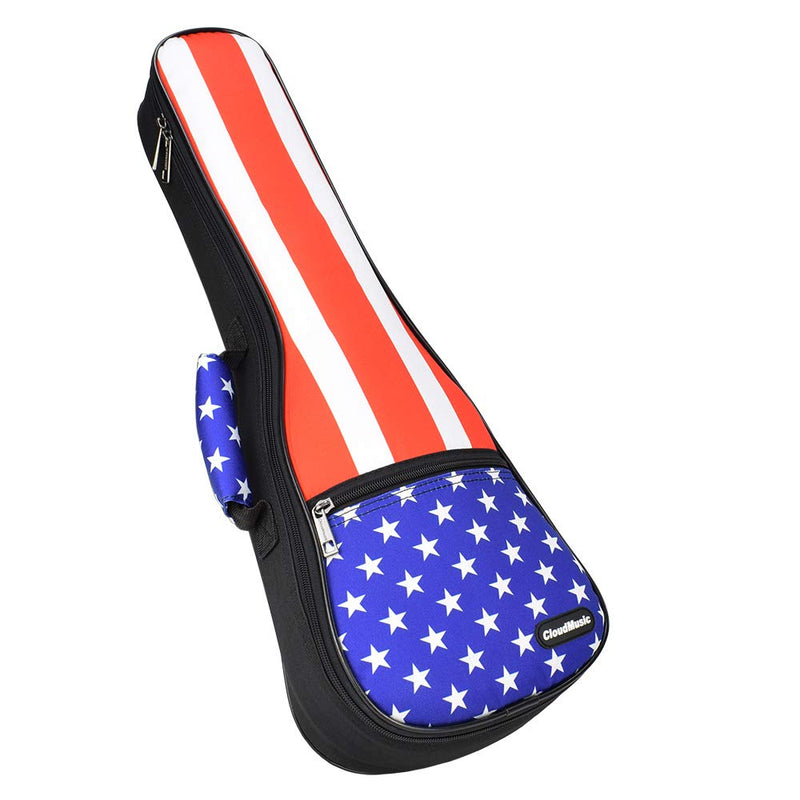 CLOUDMUSIC Ukulele Case American Flag Pattern With Red White Blue Stars For Soprano