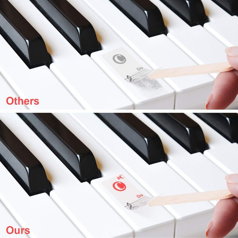 Piano Sticker Piano Keyboard Stickers Piano Stickers for Keys 32, 37, 54, 61, 88 Replacement Piano Stickers with Mounting Stick Wiping Cloth Color Piano Stickers Black Piano Stickers 2 Pack