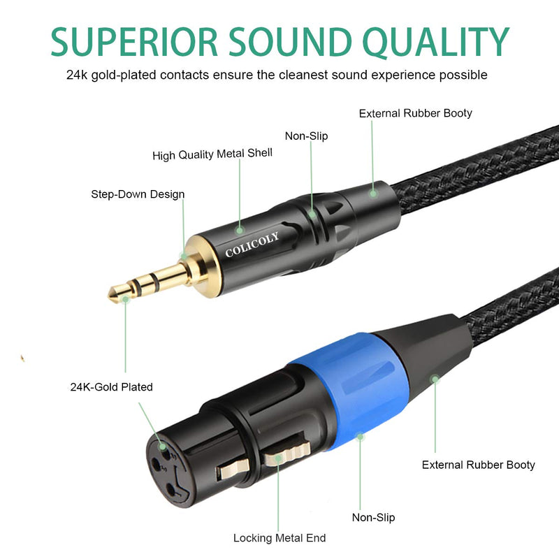 [AUSTRALIA] - COLICOLY XLR to 3.5mm Cable, Female XLR to 1/8 inch Mini Stereo Jack Aux Microphone Cable Mic Cord - 6.6ft 
