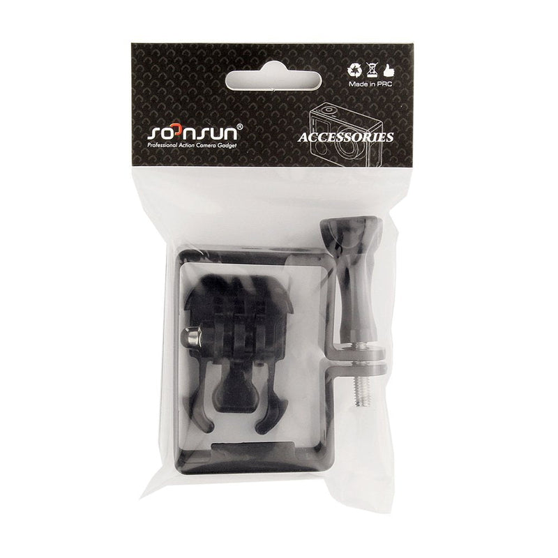 SOONSUN Frame Mount Housing Case with Basic Buckle and Long Thumb Bolt Screw for GoPro Hero 3 3+ 4 Camera and All Slots Fully Accessible-Black
