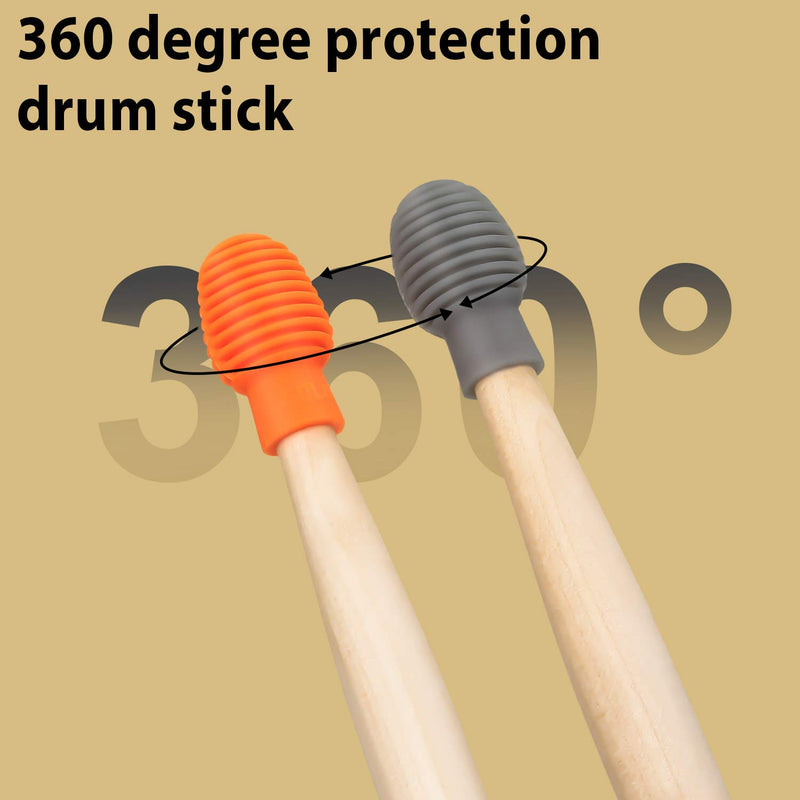 8 Pieces Drum Mute Drumstick Silent Tip Drum Dampener Accessory Rubber Practice Percussion Tips Mute Replacement Drum Practice Tips (Orange and Grey)